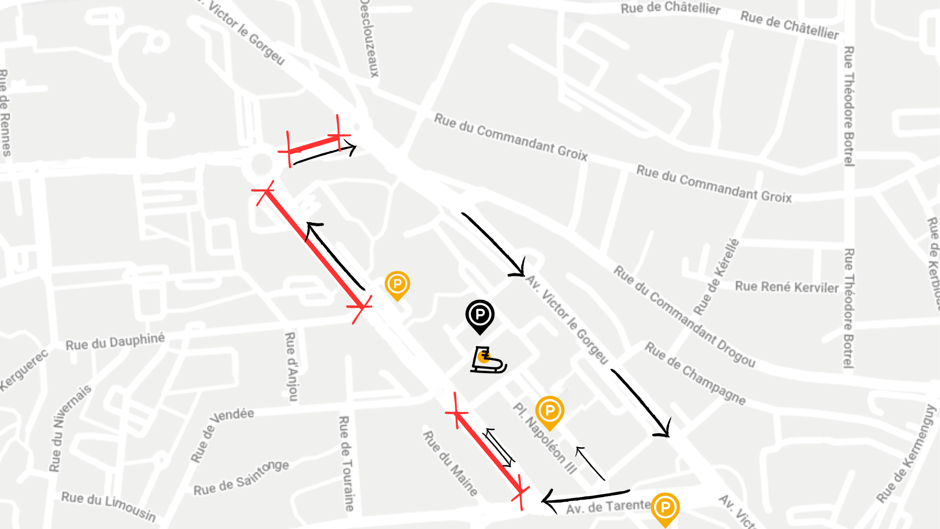 Carte Accès Rïnkla + Carte De Sens Circulation